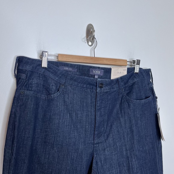 NYDJ Teresa Wide Leg Ankle Jeans Womens Size 16W Dark Rinse Mid Rise Stretch - Picture 2 of 7